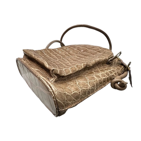 TITTI DELL'ACQUA MAXIMA TAN ALLIGATOR CROSSBODY PURSE W FRONT ZIP POCKET - Picture 12 of 16